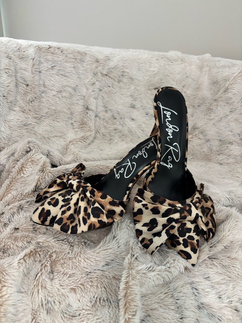 Leopard Bow Slide Heels by London Rag size